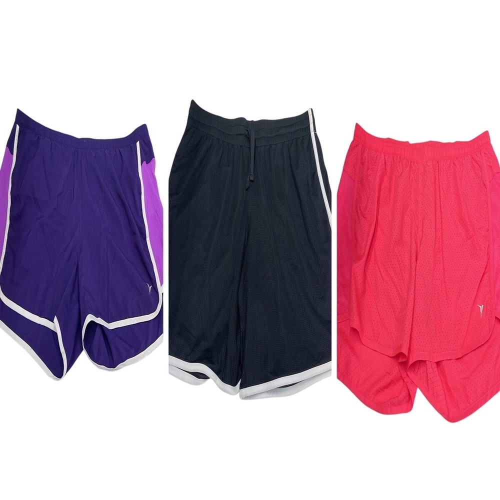 Old Navy Athletic Works Womens Shorts Bundle XL Purple Black Coral 3 Pairs